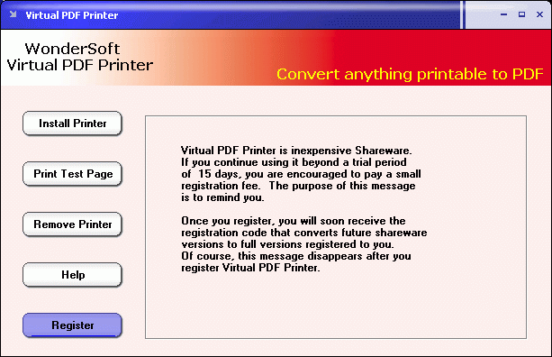 Welcome Wondersoft PDF Printer
